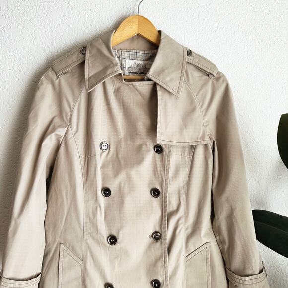VTG Women Windsor Bay JCPenney Trench Coat 8P Classic Minimalist Tan Long Belted - Picture 2 of 11